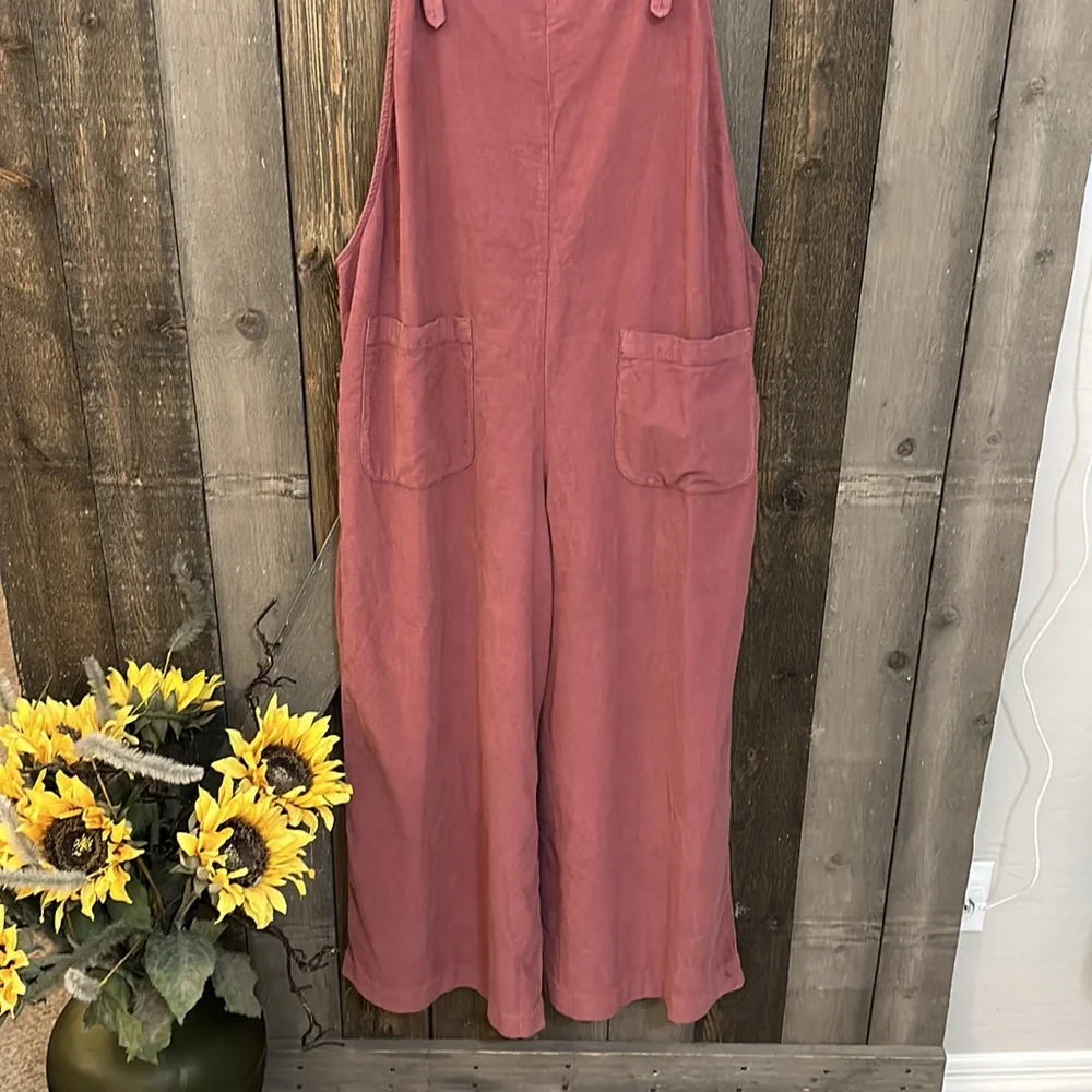 NWT Anthropologie Velvet by Graham & Spencer Emmie Pink Rose Overall Jumpsuit - Picture 3 of 11